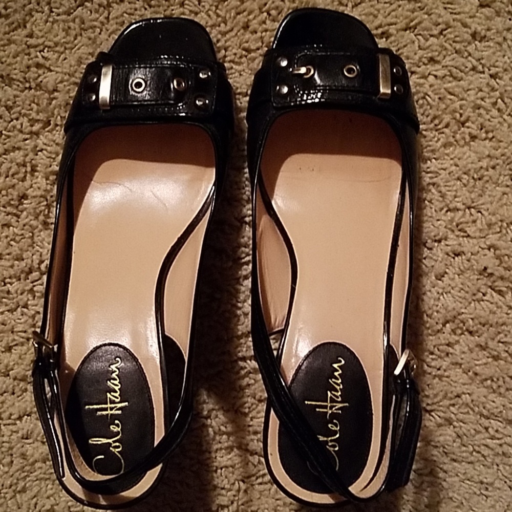 Cole Haan Black with Gold Embellishments Heels